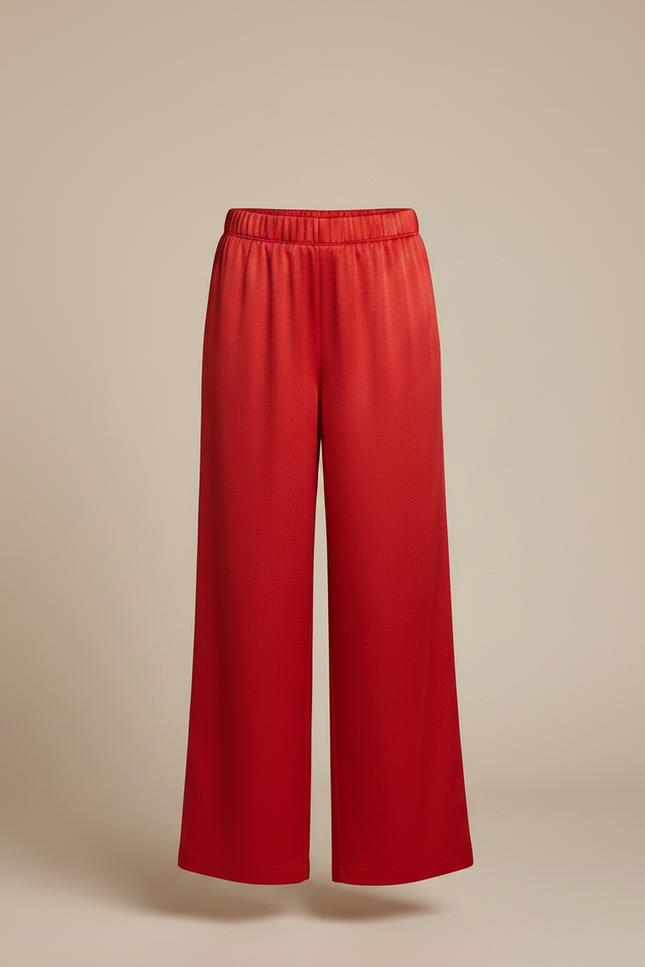 Pantalon Japonais Satin Rouge Ample Fluide Fille - vue 3
