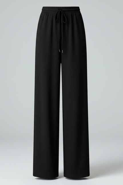 Pantalon Japonais Noir Large Doux Décontracté Femme - Maille - vue 3