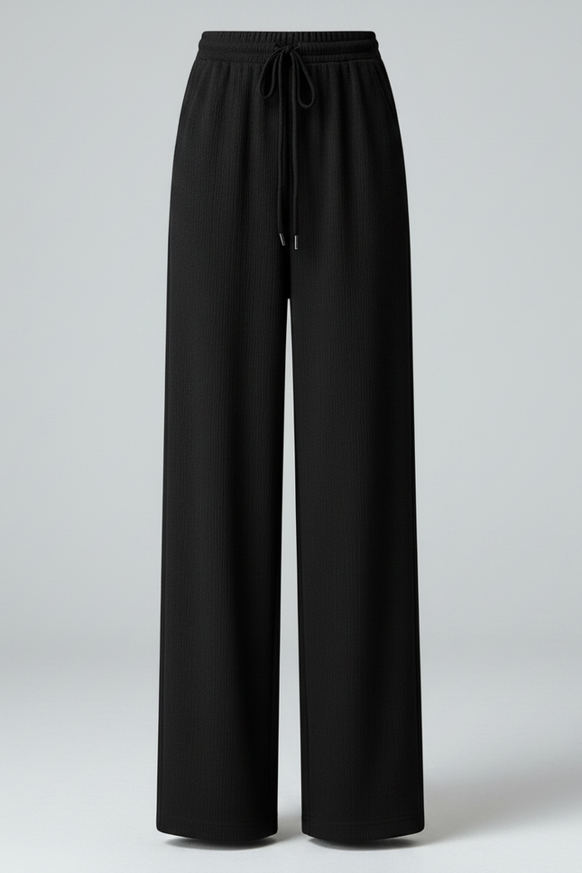 Pantalon Japonais Noir Large Doux Décontracté Femme - Maille - vue 3