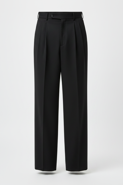 Pantalon Japonais Noir Plissé Ample Homme Élégant - Gabardine - vue 3