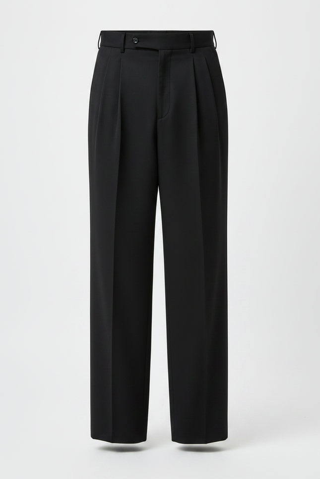 Pantalon Japonais Noir Plissé Ample Homme Élégant - Gabardine - vue 3