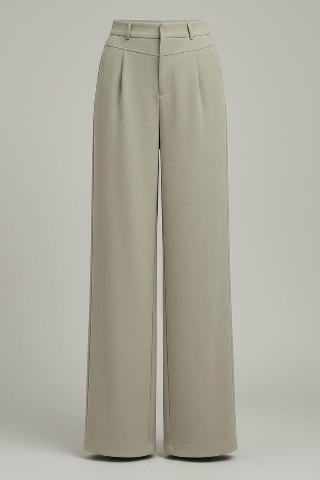 Pantalon Japonais Vert Ample Fluide Élégant Femme - Polyester - vue 3