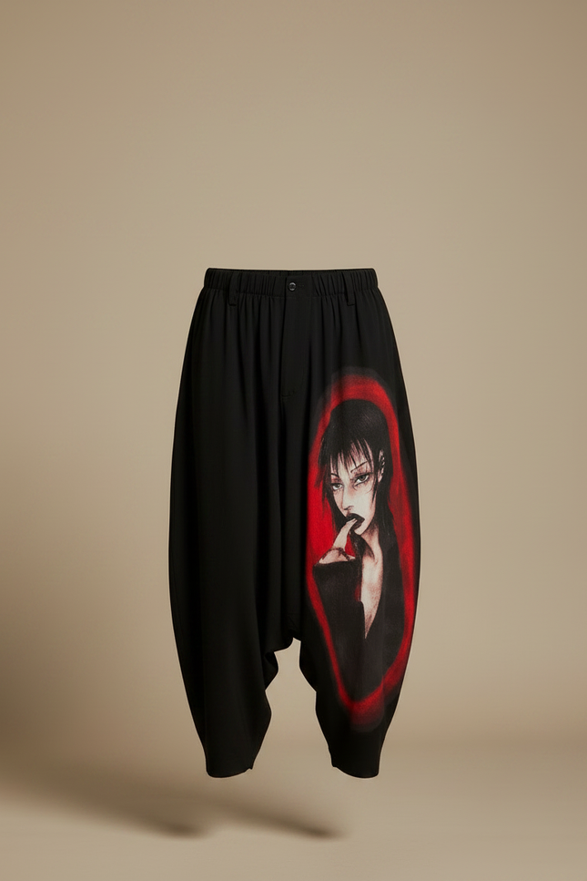 Pantalon Japonais Noir Ample Imprimé Manga Homme - Viscose - vue 3