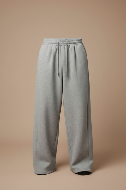 Pantalon Japonais Gris Ample Molleton Cordon Décontracté Homme - vue 3