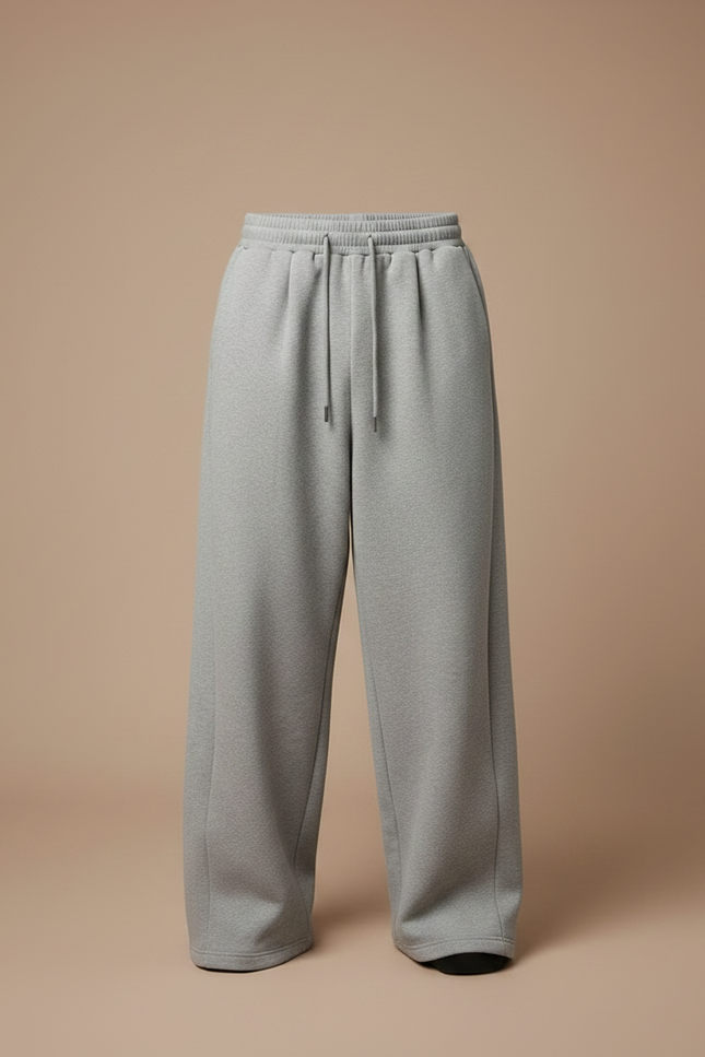 Pantalon Japonais Gris Ample Molleton Cordon Décontracté Homme - vue 3