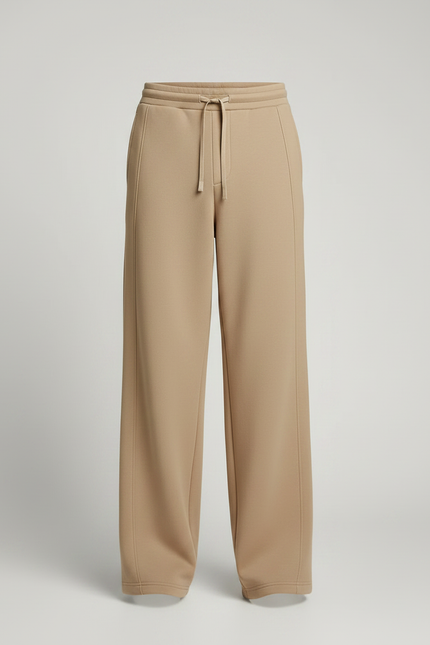 Pantalon Japonais Beige Ample Droit Cordon Confortable - Molleton - vue 3