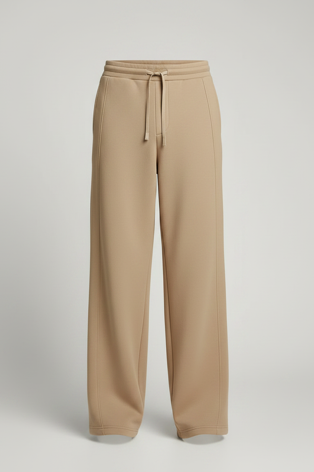Pantalon Japonais Beige Ample Droit Cordon Confortable - Molleton - vue 3