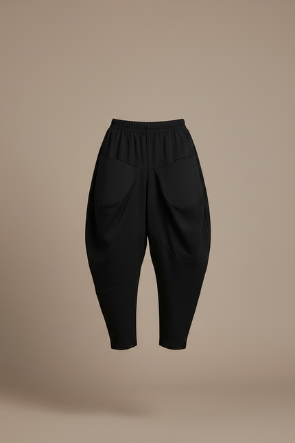 Pantalon Japonais Noir Bouffant Ample Confortable Harem - Polyester - vue 3