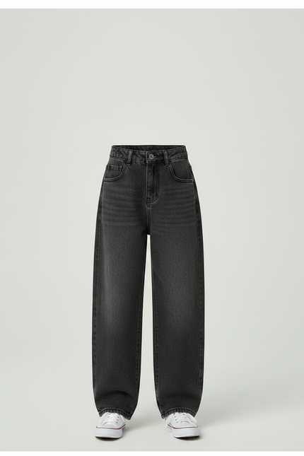 Pantalon Japonais Noir Ample Décontracté Urbain Denim - Jean - vue 3