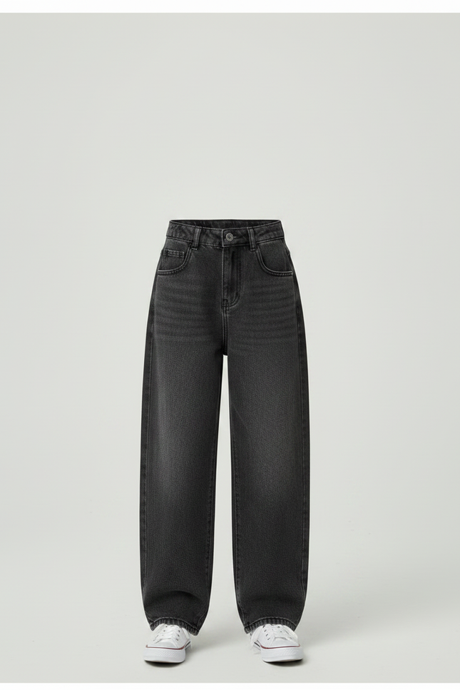 Pantalon Japonais Noir Ample Décontracté Urbain Denim - Jean - vue 3