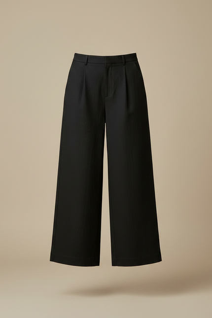 Pantalon Japonais Noir Ample Plissé Décontracté Coton - Lin - vue 3