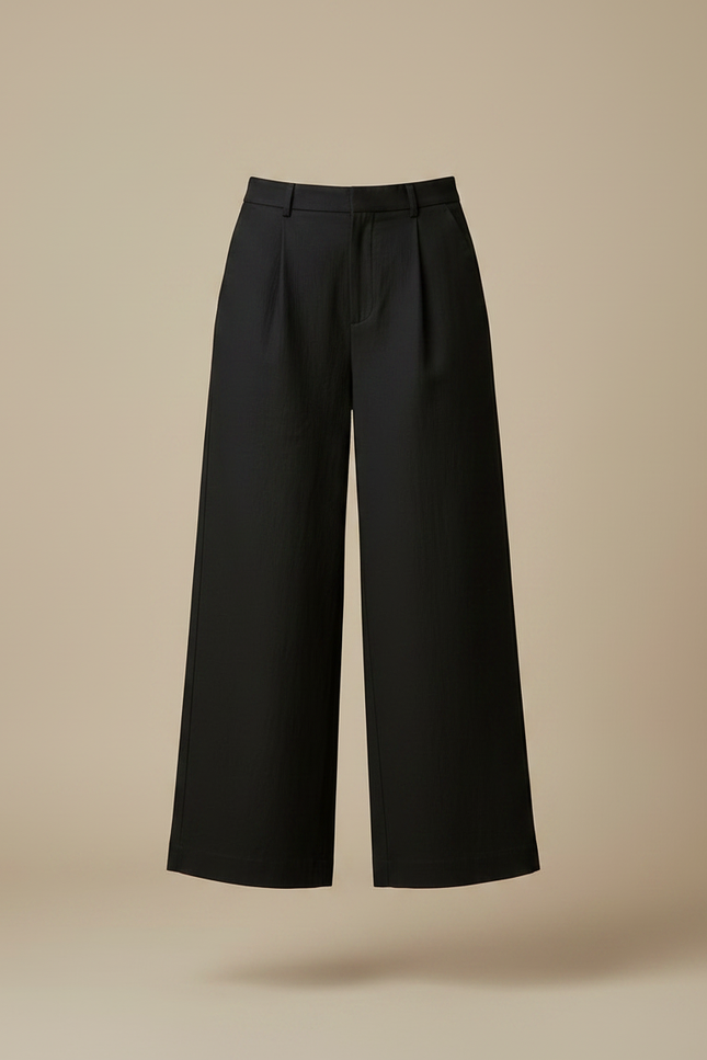 Pantalon Japonais Noir Ample Plissé Décontracté Coton - Lin - vue 3