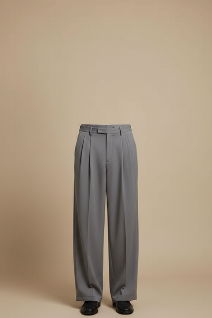 Pantalon Japonais Gris Plissé Ample Décontracté Homme - Polyester - vue 3