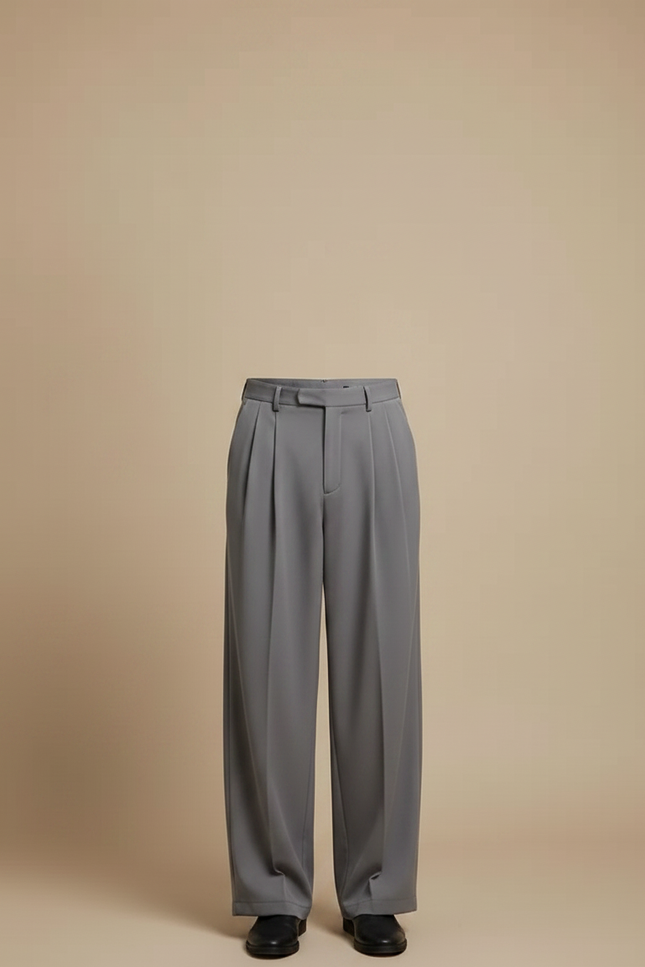 Pantalon Japonais Gris Plissé Ample Décontracté Homme - Polyester - vue 3