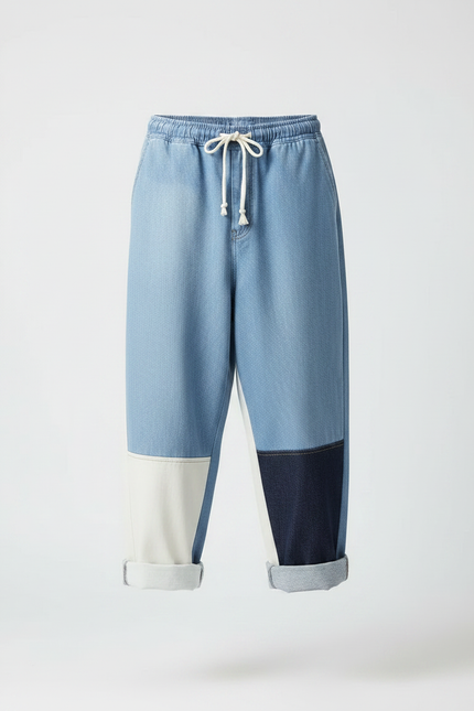 Pantalon Japonais Patchwork Denim Ample Décontracté Mixte - Multicolore Jean - vue 3