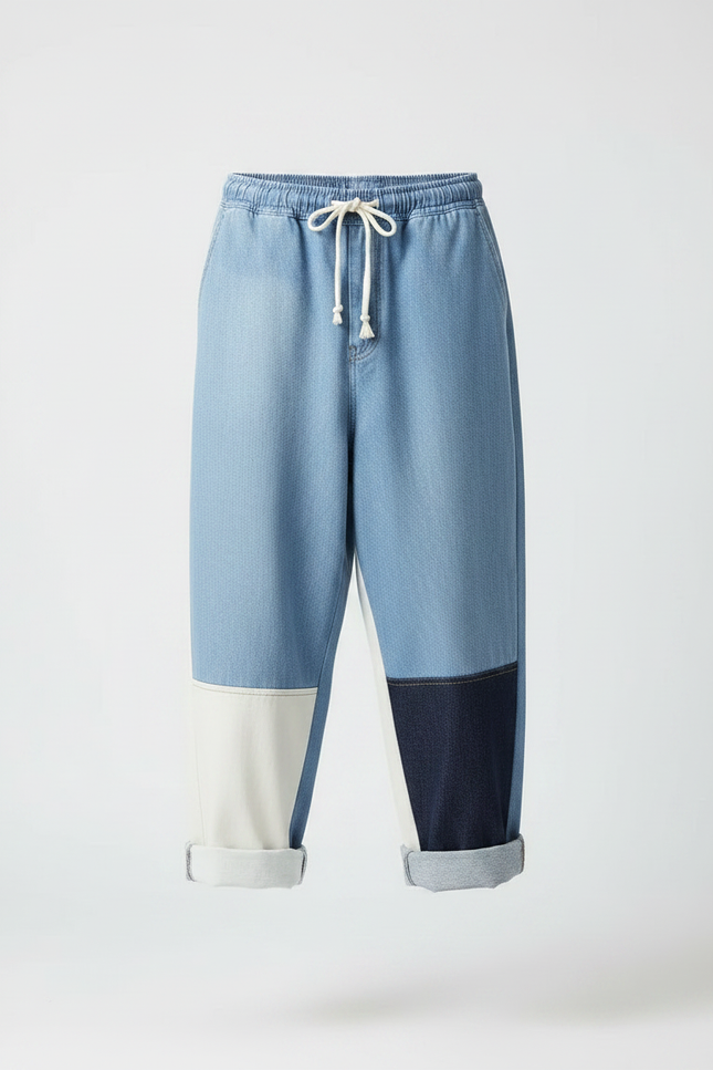Pantalon Japonais Patchwork Denim Ample Décontracté Mixte - Multicolore Jean - vue 3