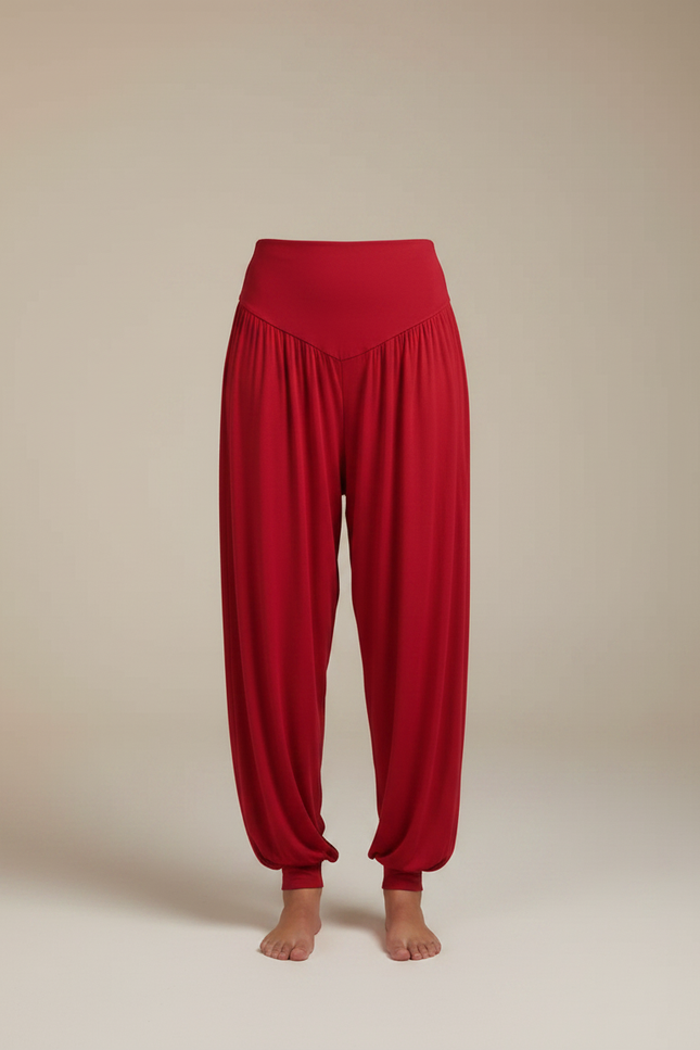 Pantalon Japonais Sarouel Rouge Fluide Ample Femme - Viscose - vue 3