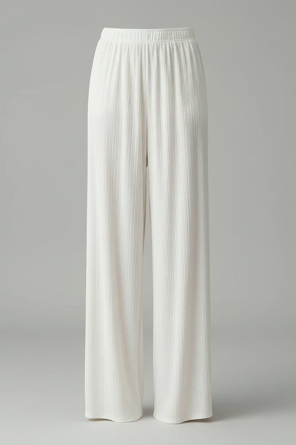 Pantalon Japonais Blanc Plissé Fluide Ample Décontracté - Viscose - vue 3