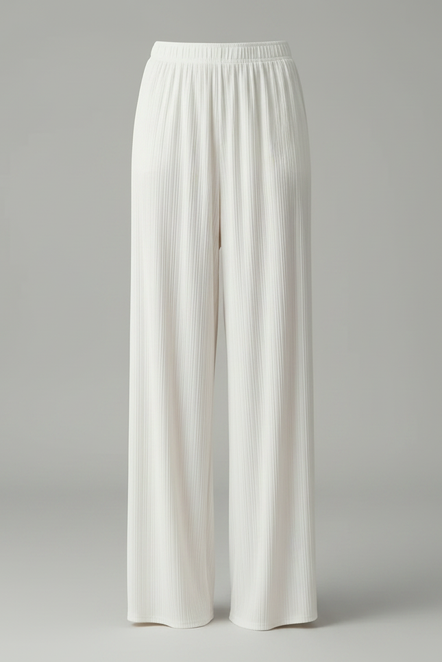 Pantalon Japonais Blanc Plissé Fluide Ample Décontracté - Viscose - vue 3