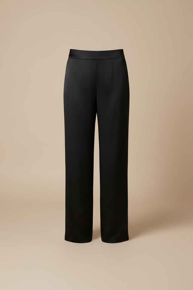 Pantalon Japonais Noir Fluide Élégant Femme - Satin - vue 3