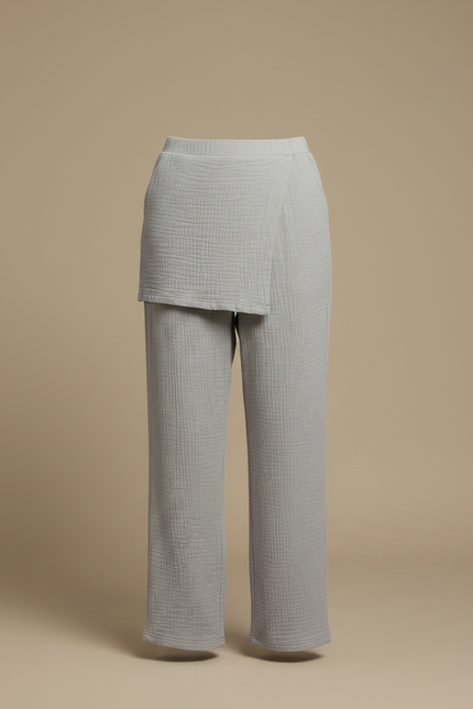 Pantalon Japonais Gris Crêpe Ample Confortable Estival - Coton - vue 3