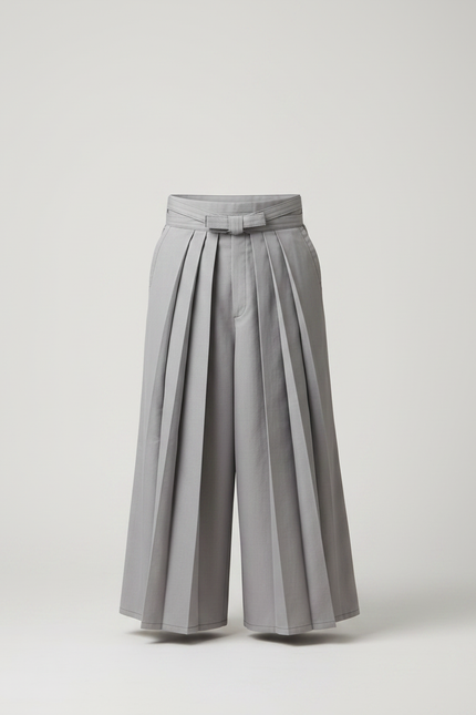 Pantalon Japonais Gris Plissé Ample Fluide Homme - Gabardine - vue 3
