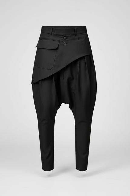 Pantalon Japonais Noir Harem Asymétrique Gothique Homme - Polyester - vue 3