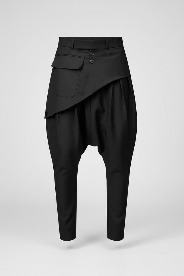 Pantalon Japonais Noir Harem Asymétrique Gothique Homme - Polyester - vue 3