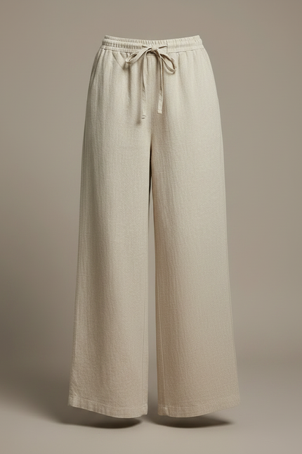 Pantalon Japonais Beige Ample Coton Lin Femme - vue 3