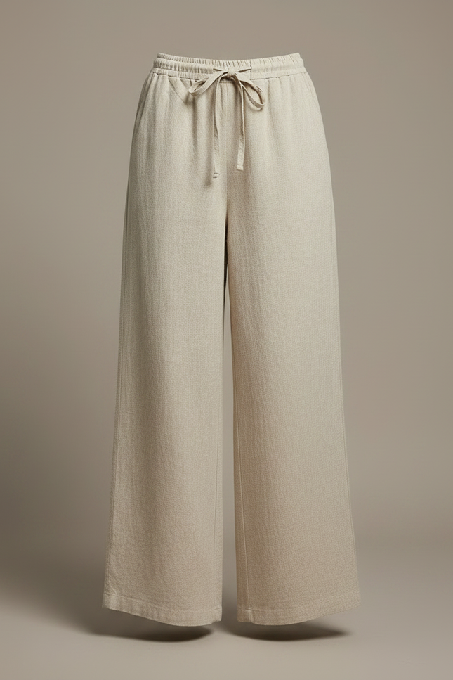 Pantalon Japonais Beige Ample Coton Lin Femme - vue 3