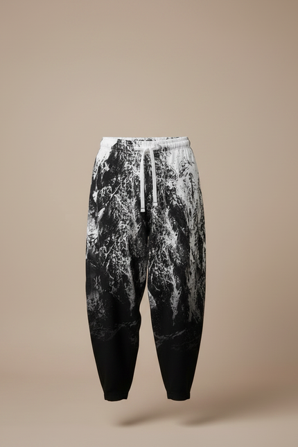 Pantalon Japonais Noir Blanc Ample Imprimé Harem Homme - Viscose - vue 3