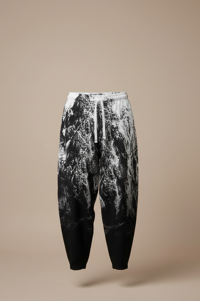 Pantalon Japonais Noir Blanc Ample Imprimé Harem Homme - Viscose - vue 3