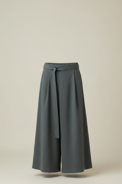 Pantalon Japonais Gris Ample Ceinturé Fluide Homme - Lin - vue 3