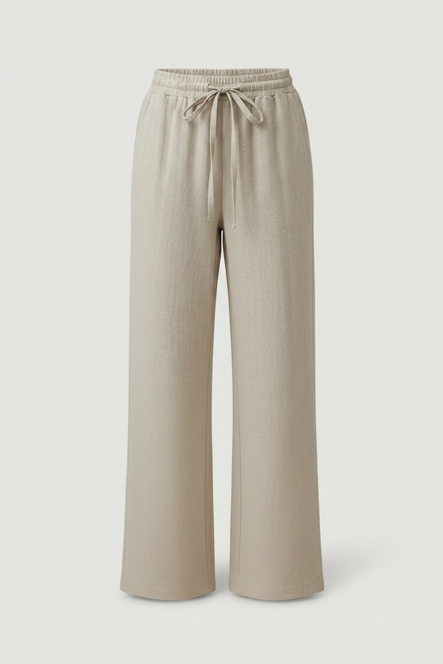 Pantalon Japonais Beige Ample Droit Cordon Décontracté - Maille - vue 3