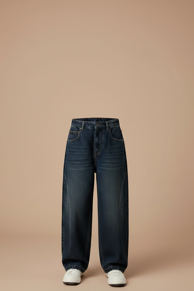 Pantalon Japonais Denim Bleu Ample Enfant Décontracté - Marine Jean - vue 3