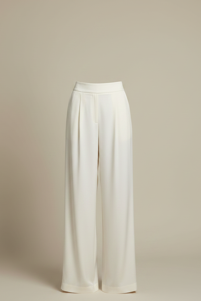 Pantalon Japonais Crème Ample Fluide Élégant - Blanc Viscose - vue 3