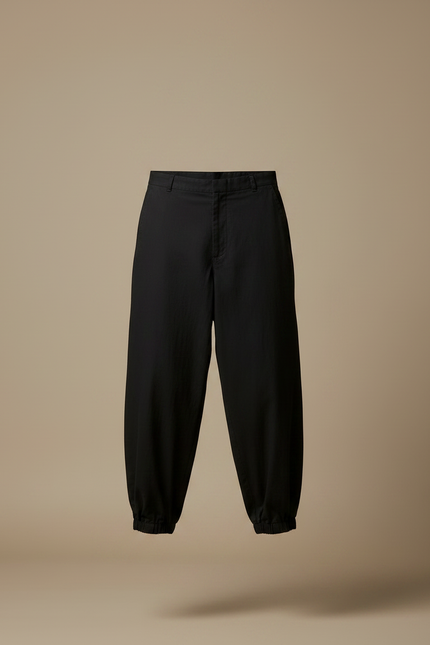 Pantalon Japonais Noir Ample Superposé Asymétrique Fluide - Coton - vue 3