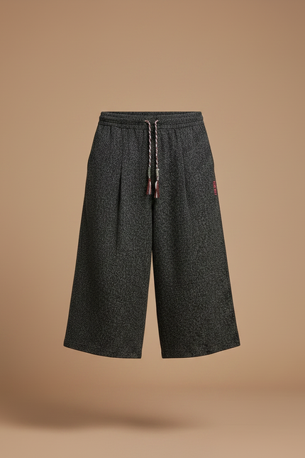 Pantalon Japonais Gris Anthracite Ample Lin Coton Décontracté - Tweed - vue 3