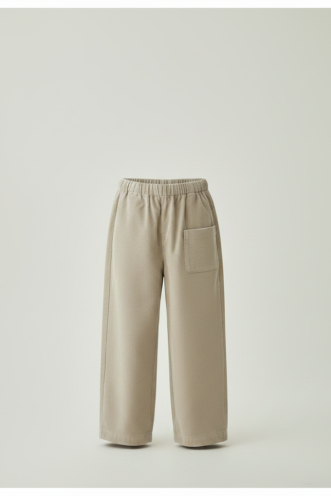 Pantalon Japonais Beige Côtelé Ample Décontracté Enfant - Cordé - vue 3
