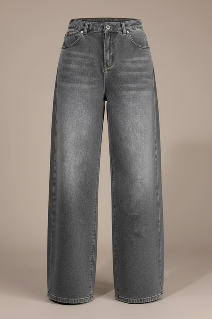 Pantalon Japonais Denim Gris Ample Décontracté Femme - Jean - vue 3