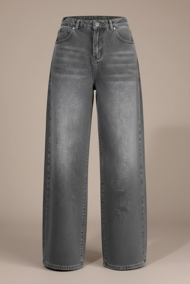 Pantalon Japonais Denim Gris Ample Décontracté Femme - Jean - vue 3
