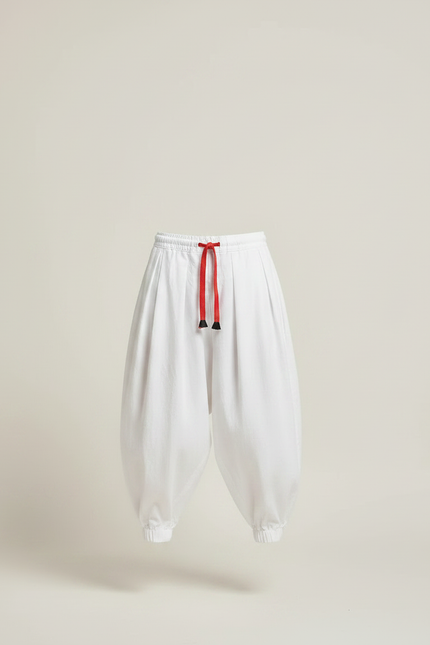 Pantalon Japonais Blanc Ample Coton Enfant Harem - vue 3