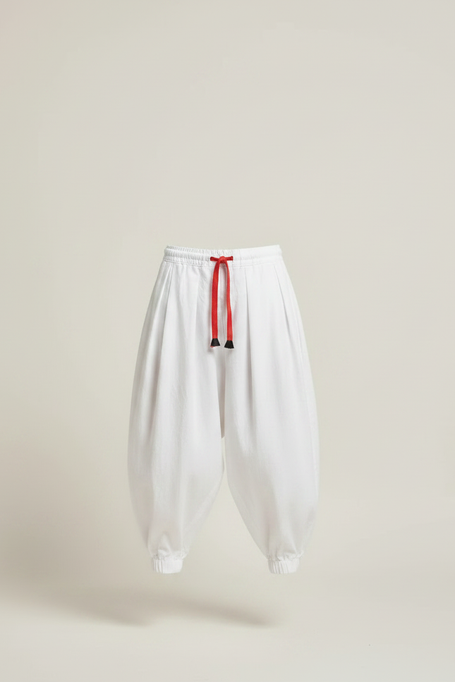 Pantalon Japonais Blanc Ample Coton Enfant Harem - vue 3