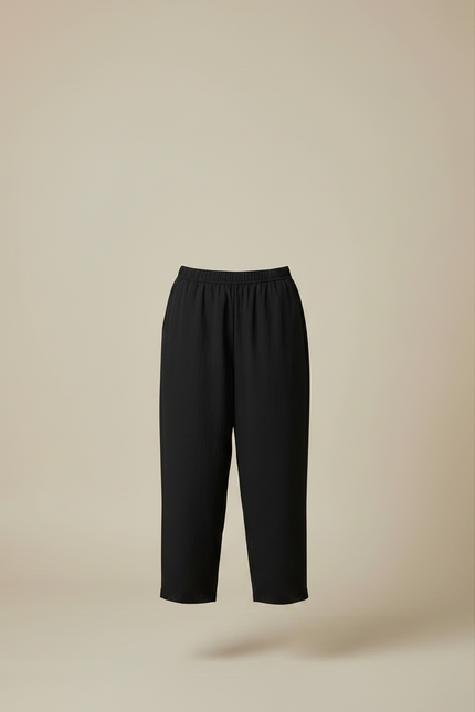 Pantalon Japonais Noir Fluide Ample Élégant Décontracté - Viscose - vue 3