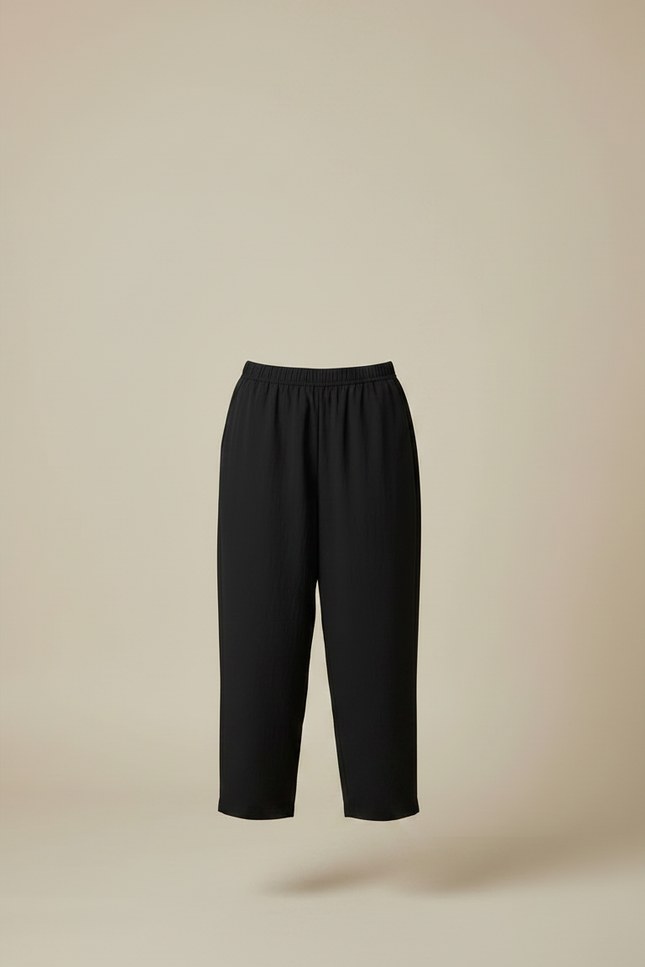 Pantalon Japonais Noir Fluide Ample Élégant Décontracté - Viscose - vue 3