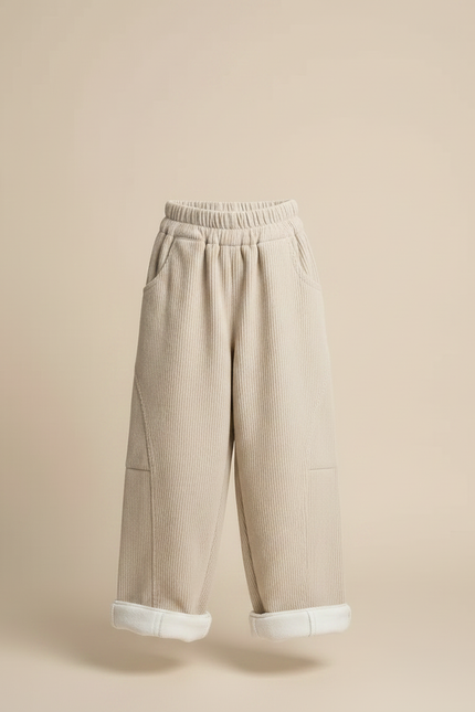 Pantalon Japonais Beige Côtelé Ample Décontracté Confortable - Cordé - vue 3