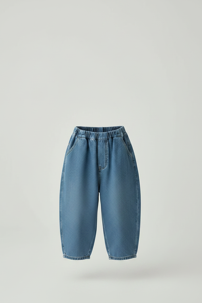Pantalon Japonais Denim Ample Enfant Coton Décontracté - Bleu Jean - vue 3