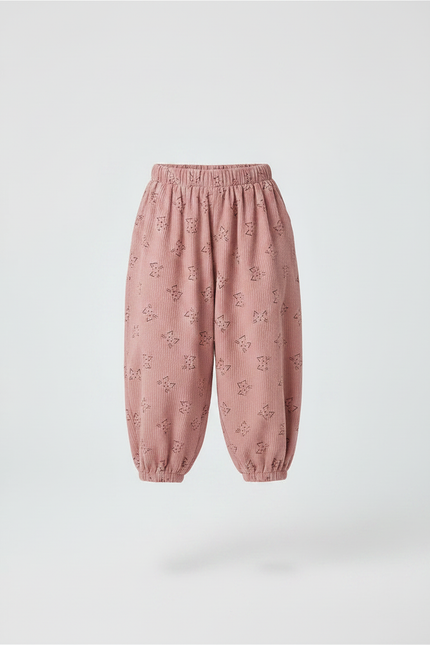 Pantalon Japonais Rose Côtelé Ample Motif Enfant - Cordé - vue 3