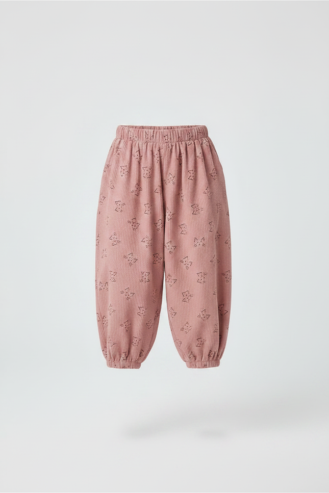 Pantalon Japonais Rose Côtelé Ample Motif Enfant - Cordé - vue 3