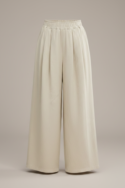 Pantalon Japonais Beige Ample Plissé Décontracté Enfant - Lin - vue 3